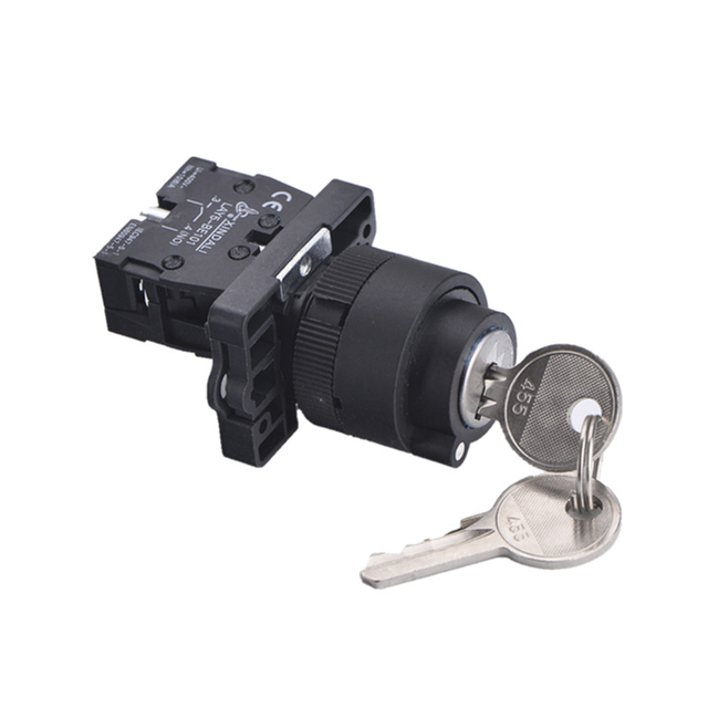 22mm plastic lay5 lock key push button switch with key LAY5-EG21