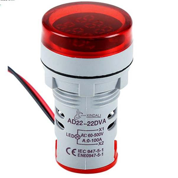 AD22-22DVA 22mm Round 100A 50~500V AC Red LED Indicator Digital Voltmeter Ammeter Voltmeter