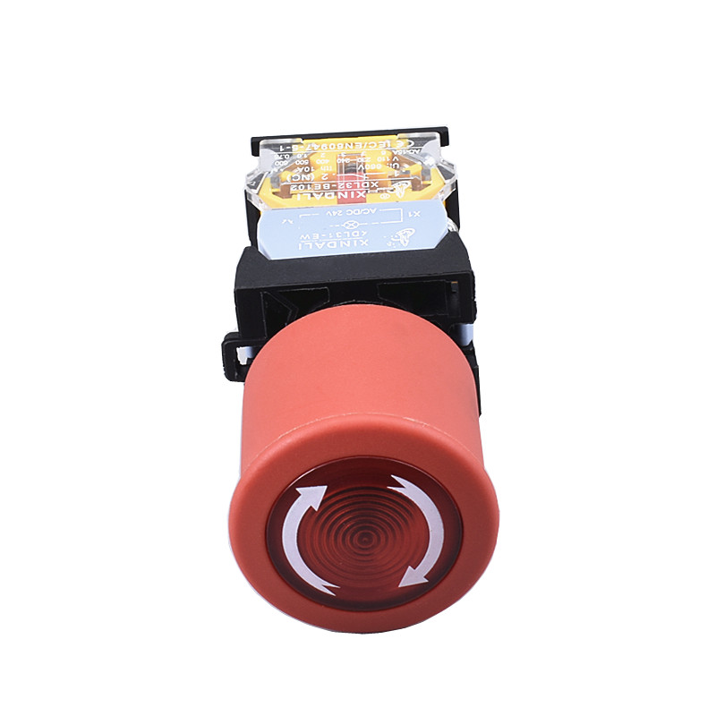 22mm mushroom estop emergency stop button switch with led XDL32-ESW542