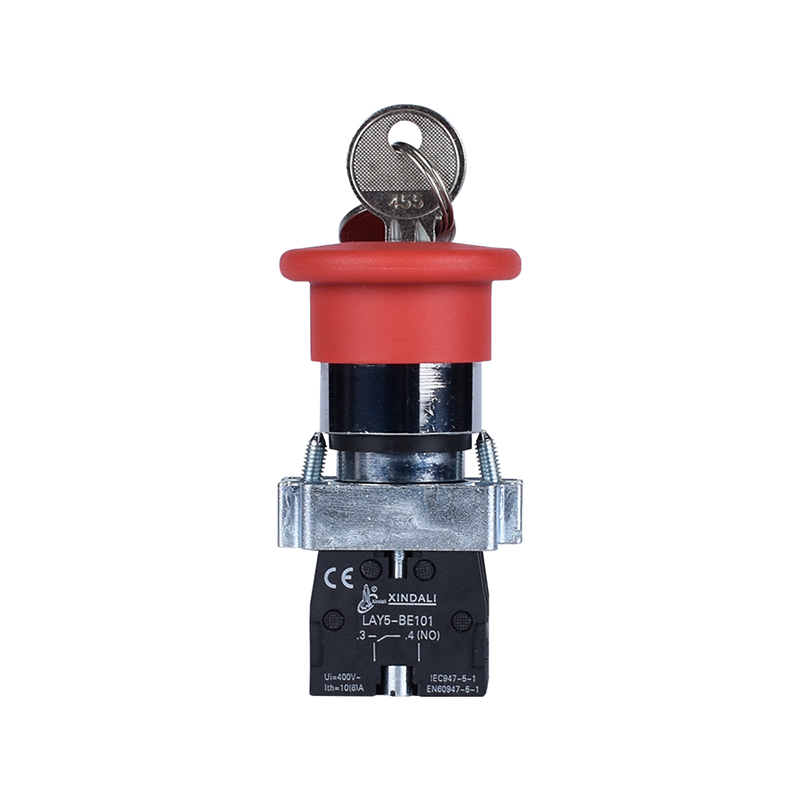 metal 22mm no+ nc emergency stop push button switch with key LAY5-BS145