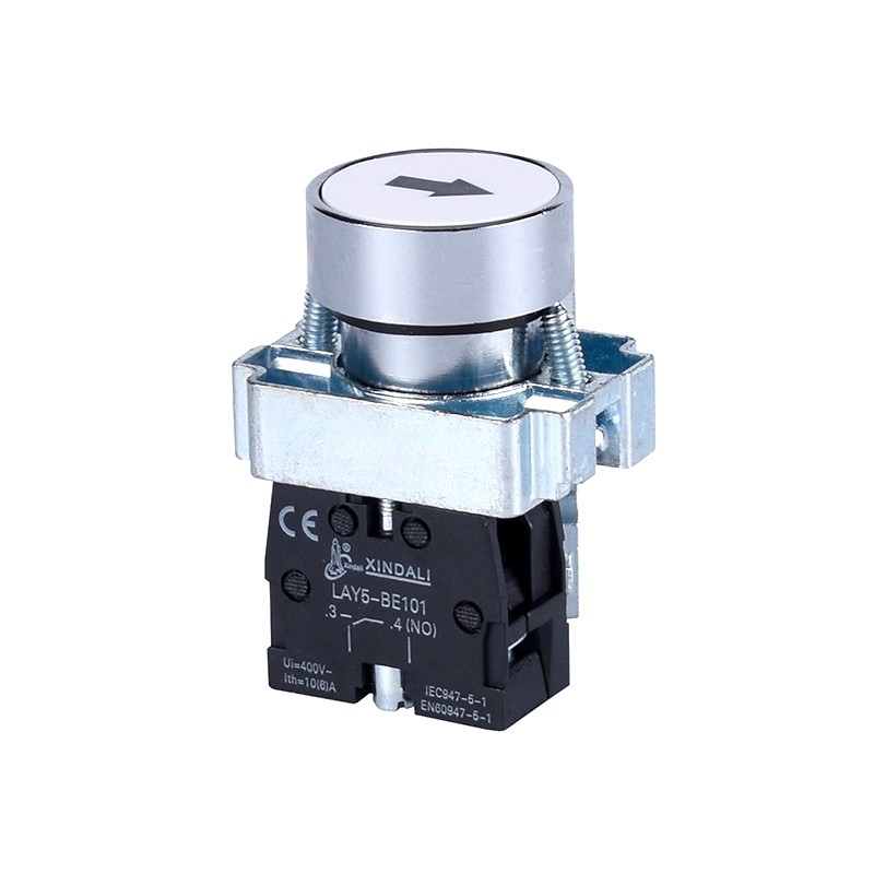 metal flush spring return white pushbutton switch with marked LAY5-BA3341