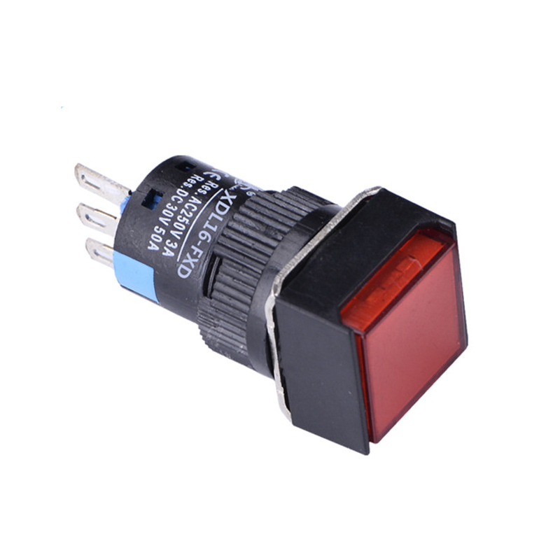 XDL16-FXD 24v 220v Equipment Plastic Led Lamp Red Square Push Button Switch with Led Indicator Light